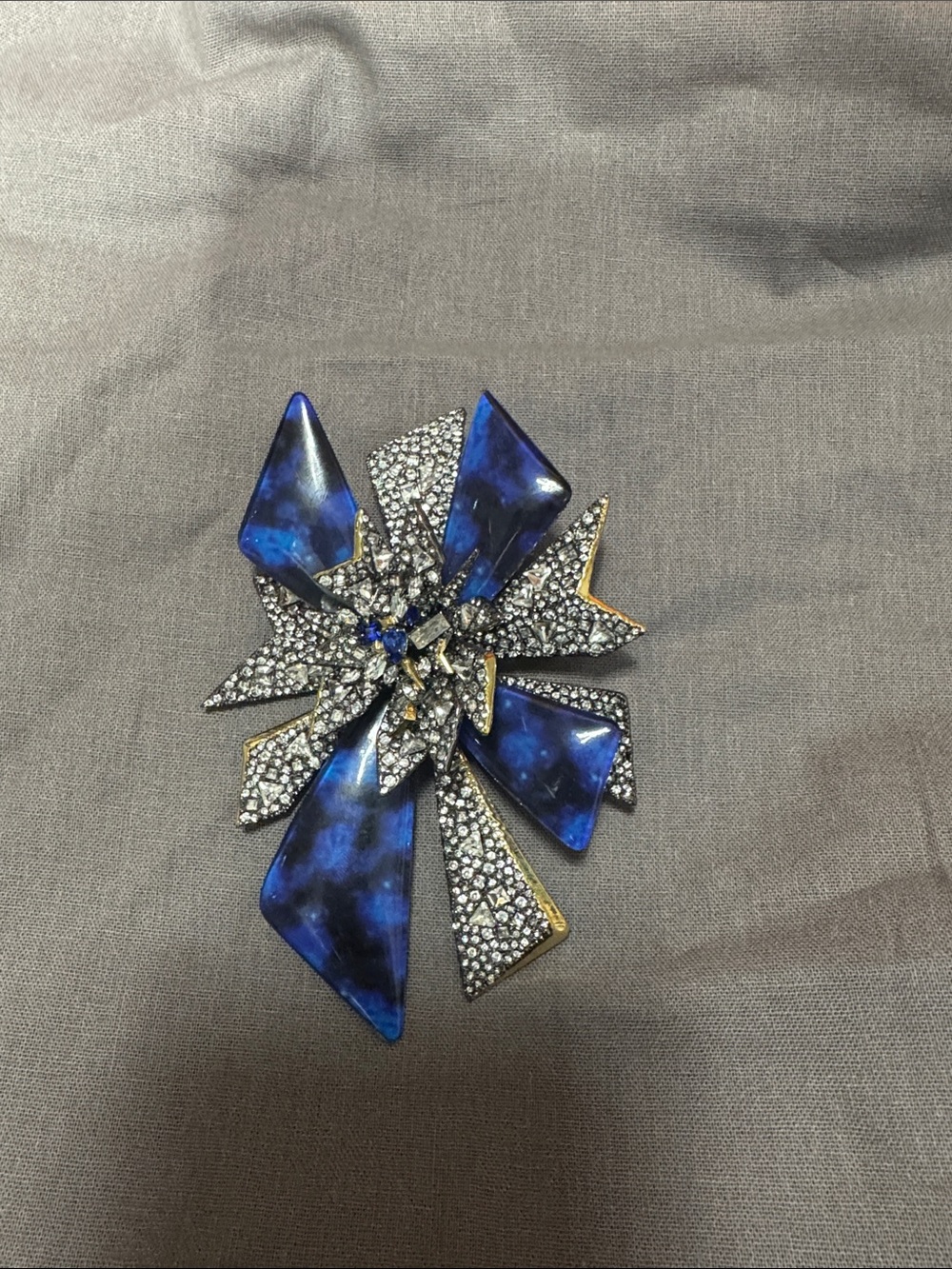 Blue Crystal Floral Statement Brooch